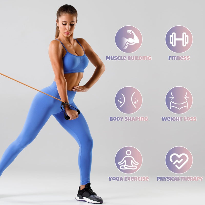 RitFit Single Resistance Exercise Band with Comfortable Handles - Ideal for Physical Therapy, Strength Training, Muscle Toning - Foam Padding Door Anchor and Starter Guide Included (Gray(35-40lbs)) - Image 5